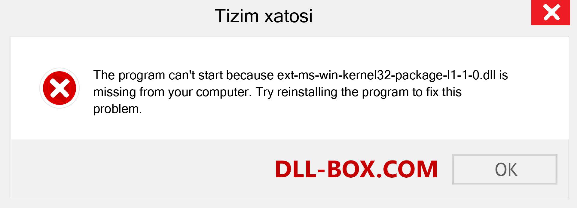 ext-ms-win-kernel32-package-l1-1-0.dll fayli yo'qolganmi?. Windows 7, 8, 10 uchun yuklab olish - Windowsda ext-ms-win-kernel32-package-l1-1-0 dll etishmayotgan xatoni tuzating, rasmlar, rasmlar